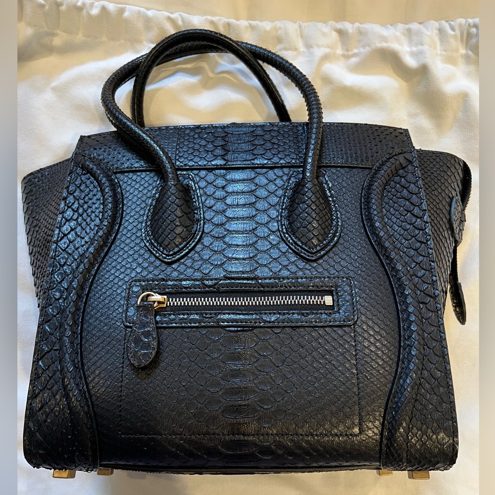 Céline Micro Luggage Tote Black Genuine Python Exotic Phoebe Philo Era